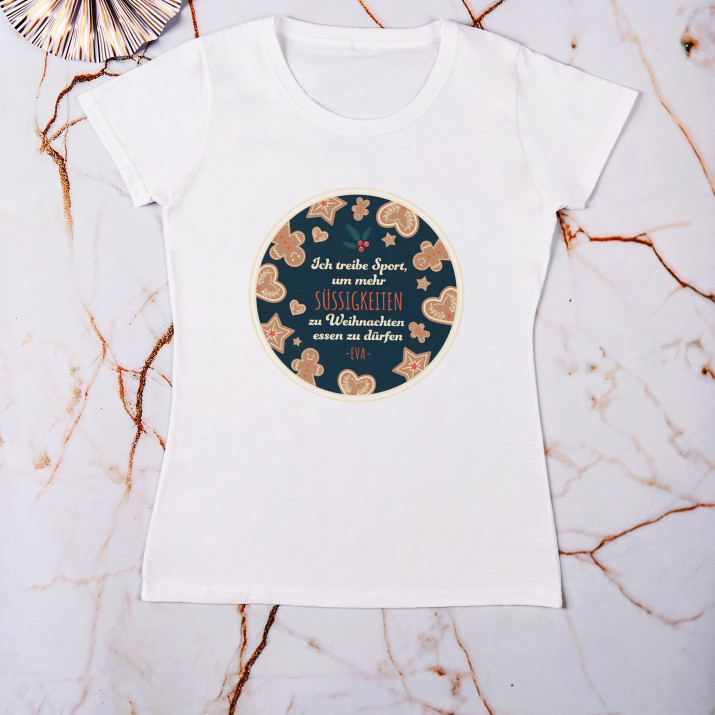 Süßigkeiten zum Weihnachten - T-Shirt mit Aufdruck für Damen